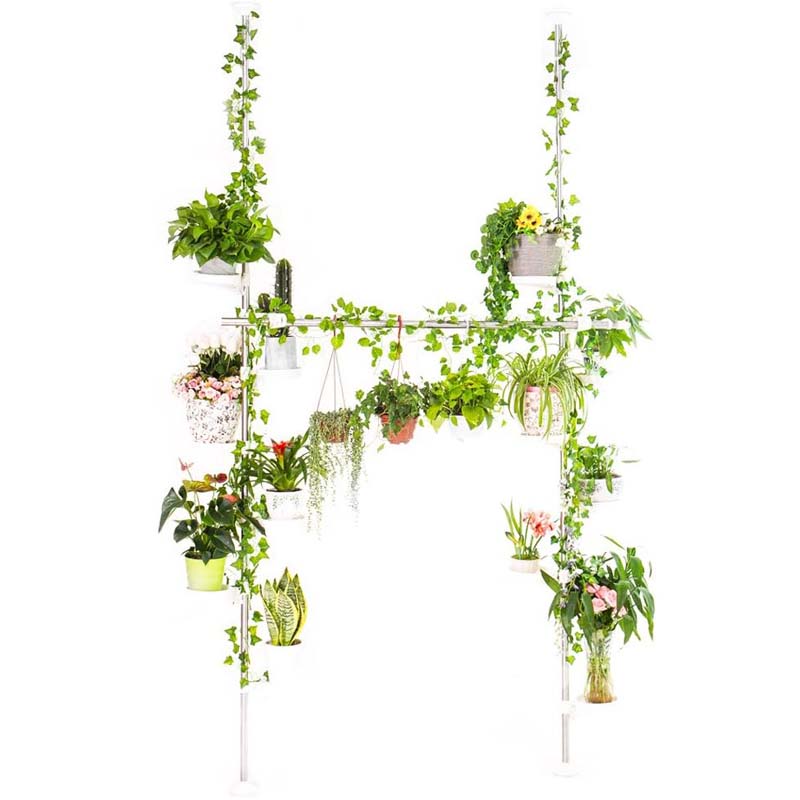 BAOYOUNI Indoor Plant Stands Spring Double Tension Pole Metal Flower Display Rack