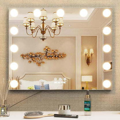 BEAUTME Hollywood Lighted Vanity Mirror with 13 Dimmable LED Bulbs Smart Touch Control Tabletop or Wall-Mounted