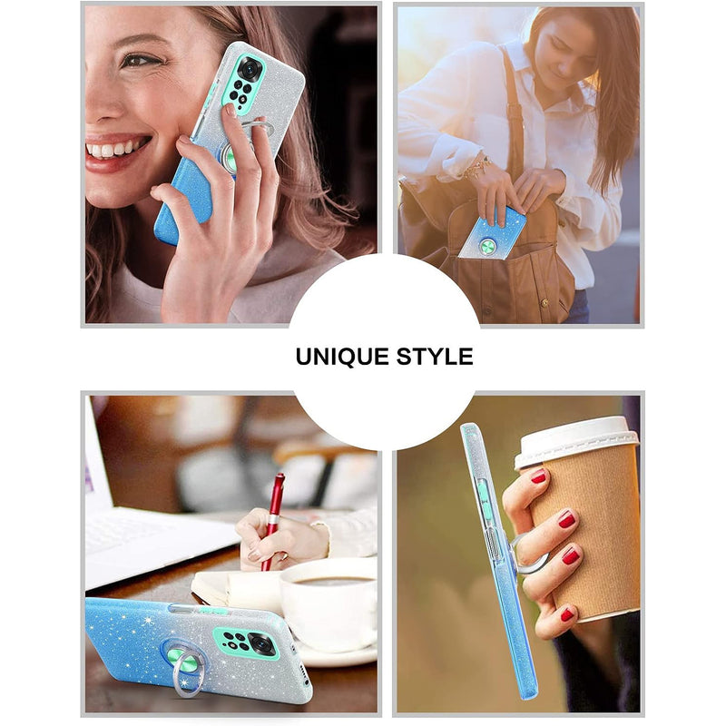 BENTOBEN Ultra Thin Ring Holder Glitter Slim Sequins Shockproof Glossy Case For Xiaomi Redmi Note 11 4G