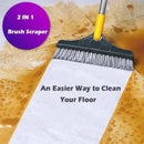 Bathroom Cleaning Brush with Wiper 2 in 1 Tiles Cleaning Brush 120° Rotate with Long Handle