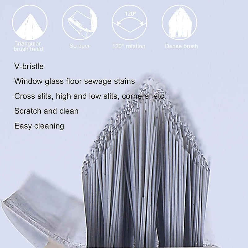 Bathroom Cleaning Brush with Wiper 2 in 1 Tiles Cleaning Brush 120° Rotate with Long Handle