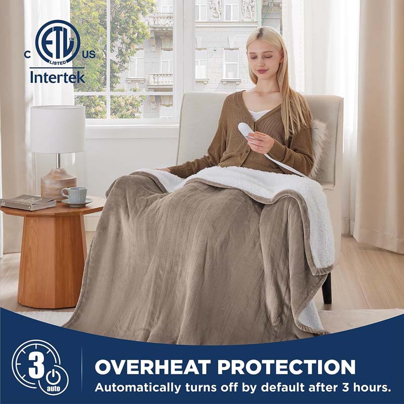 Bedsure Electric Heating Blanket with 4 Time Settings, 6 Heat Settings 130x180cm