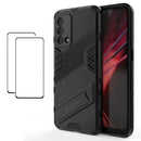 Bibercas Military Armor Level Shockproof TPU Bumper Kickstand Case With 2 Screen Protectors for Oppo K9