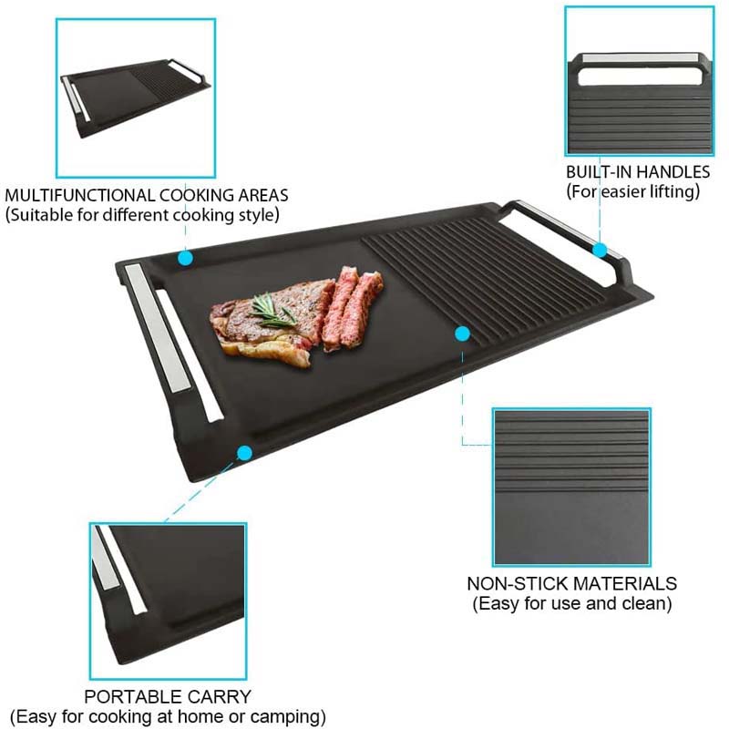 COVERCOOK Griddle Pan, Cast Iron Grill Hot Plate Induction Electric Cooktop | CKGR001