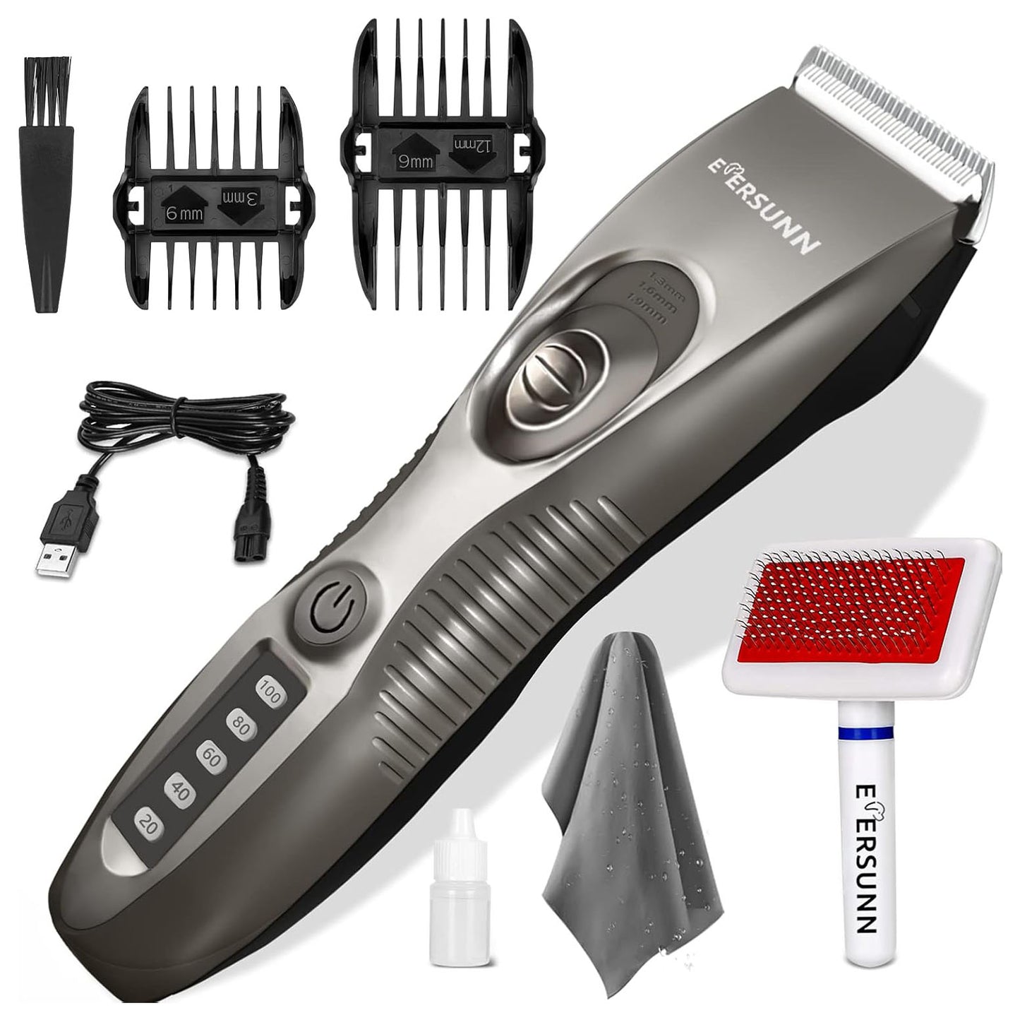 EVERSUNN Cordless Dog Grooming Trimmer With Low Noise For Dogs Cats & Other Pets