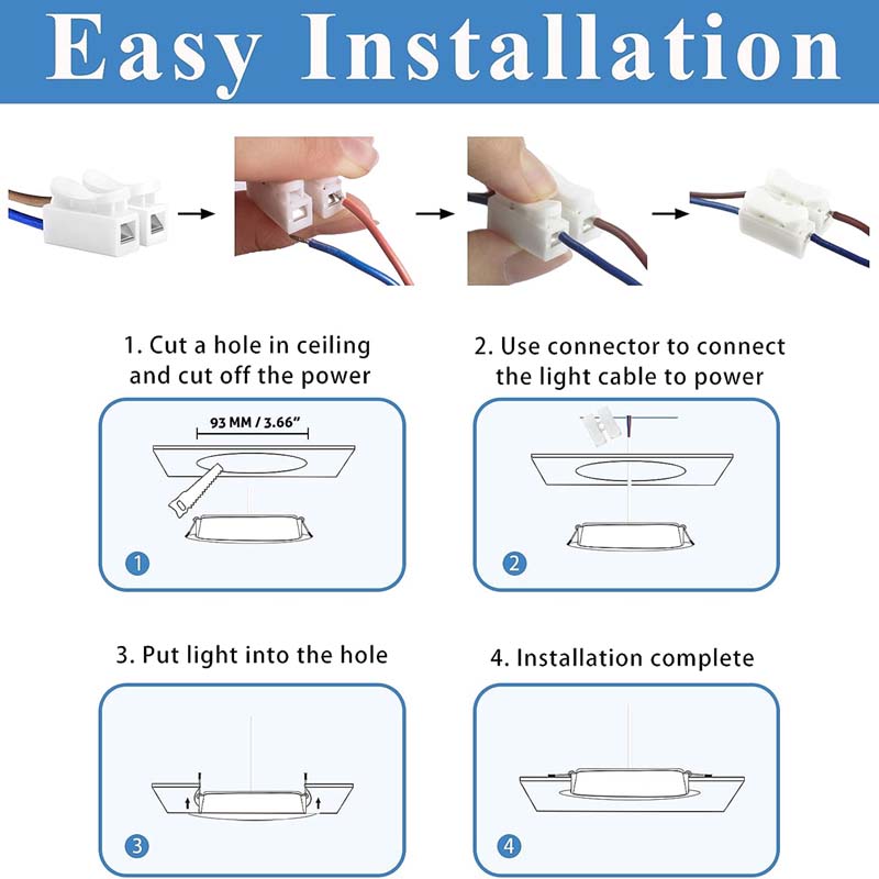 Eande 20x Recessed LED Spotlights for Plasterboard 6W 4000K  Natural White