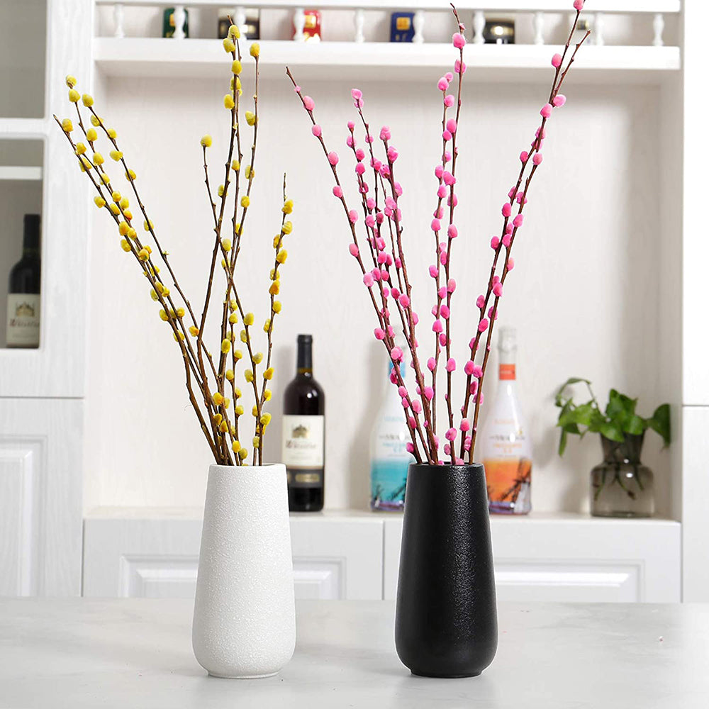 FanChose Set of 2 Matte Modern Ceramic Flower Vase For Home Office Living Room Hotel Decor