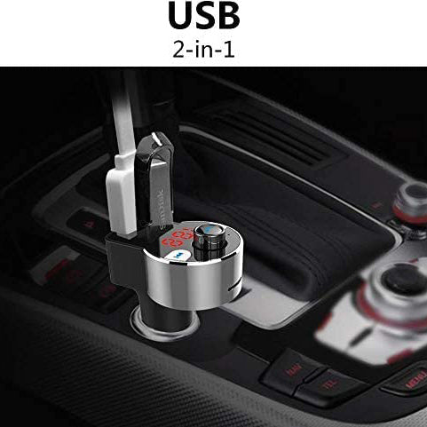 FirstE Car Bluetooth FM Transmitter, Car Kit with Dual USB Ports 5V/3.4A