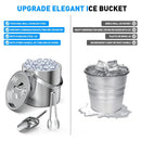 FiveHome Stainless Steel Ice Bucket For Parties With Lid, Ice Tongs & Scoop, 2.5L Capacity Double Wall Ice Bucket