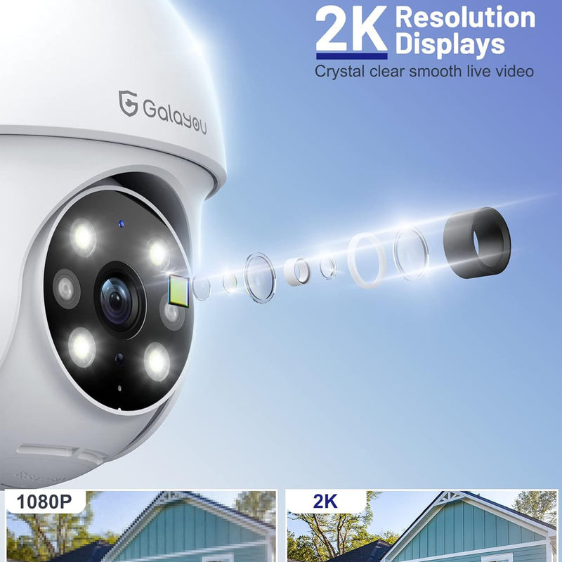 GALAYOU 2K 360° WiFi Security Camera Outdoor with Color Night Vision - Y4 - 2 Pack