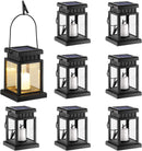GIGALUMI 8 Pack Solar Hanging Lantern Candle Effect Light with Stakes for Garden | Warm White