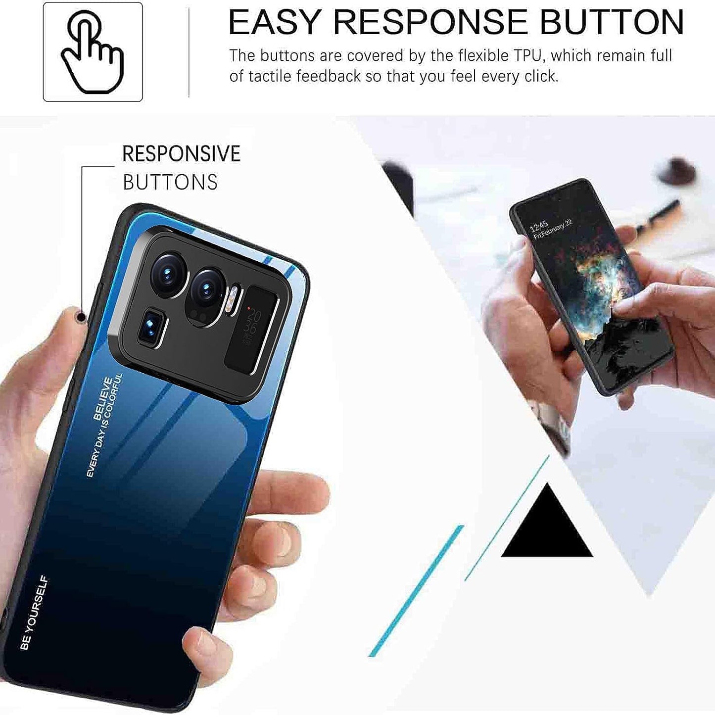 GOGME Gradient Color, Anti-Scratch Tempered Glass Case For Xiaomi Mi 11 Ultra