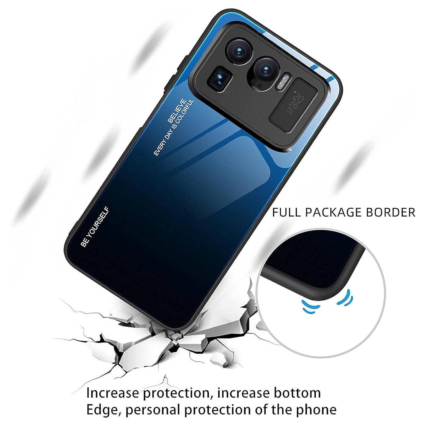 GOGME Gradient Color, Anti-Scratch Tempered Glass Case For Xiaomi Mi 11 Ultra