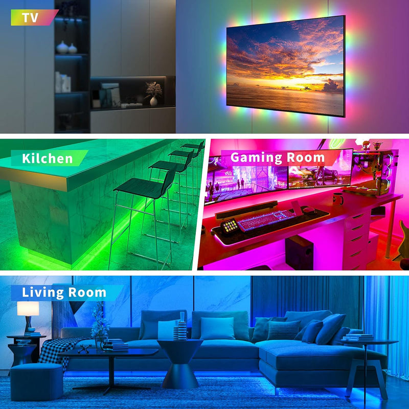 Goohue LED RGB Colorful Strip Light with Remote Or App Control - (10m/32ft)