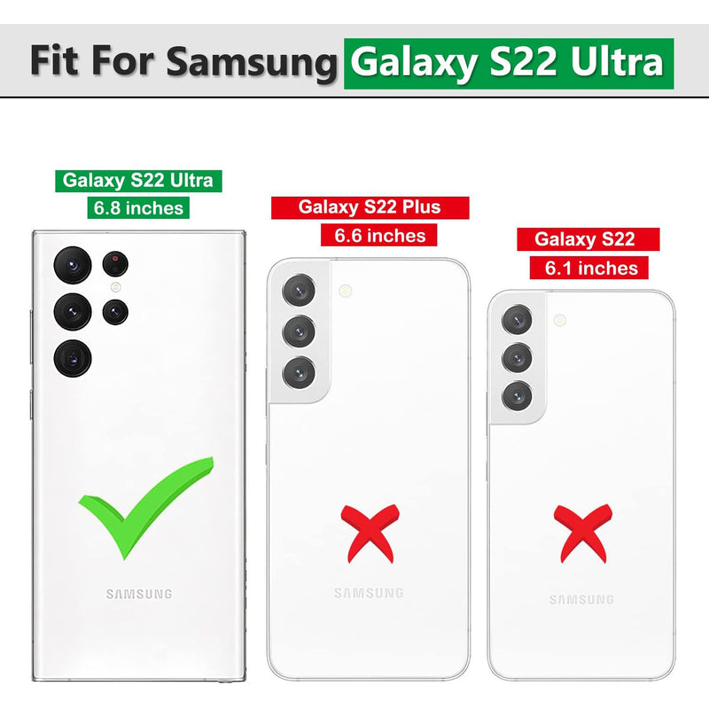 Gritup Samsung Galaxy S22 Ultra Shockproof Protective Ring Holder Kickstand Case with HD Screen Protector