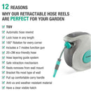 HAUSHOF Wall Mounted Retractable Garden Hose Reel with 20m Hose 7 in 1 Spray Guns | HH18008A