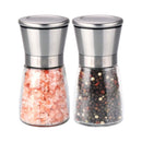 H&S Salt And Pepper Grinder Set - Manual Mill Grinders For Kitchen - Glass & Stainless Steel Spice Mills With Adjustable Coarseness