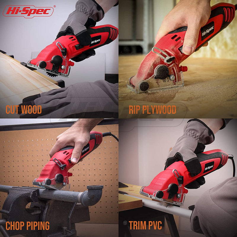 Hi-Spec 8 Piece 400W 3.6A Corded Mini Circular Saw and Accessories | DT40288