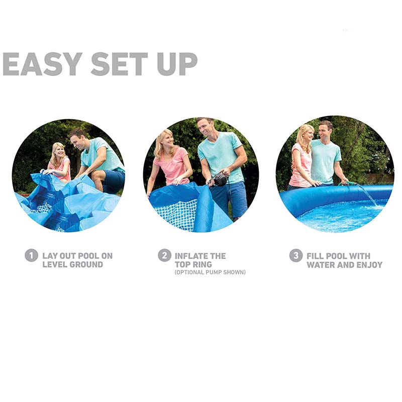 INTEX 28106NP Easy Set Inflatable Swimming Pool 8ft x 24in Puncture Resistant Material 513 Gallon