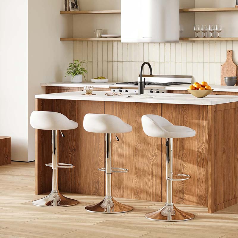 JOISCOPE Modern Bar Stools PU Leather Swivel Height Adjustable Swivel Gas Lift Bar Chairs with Back Set of 2