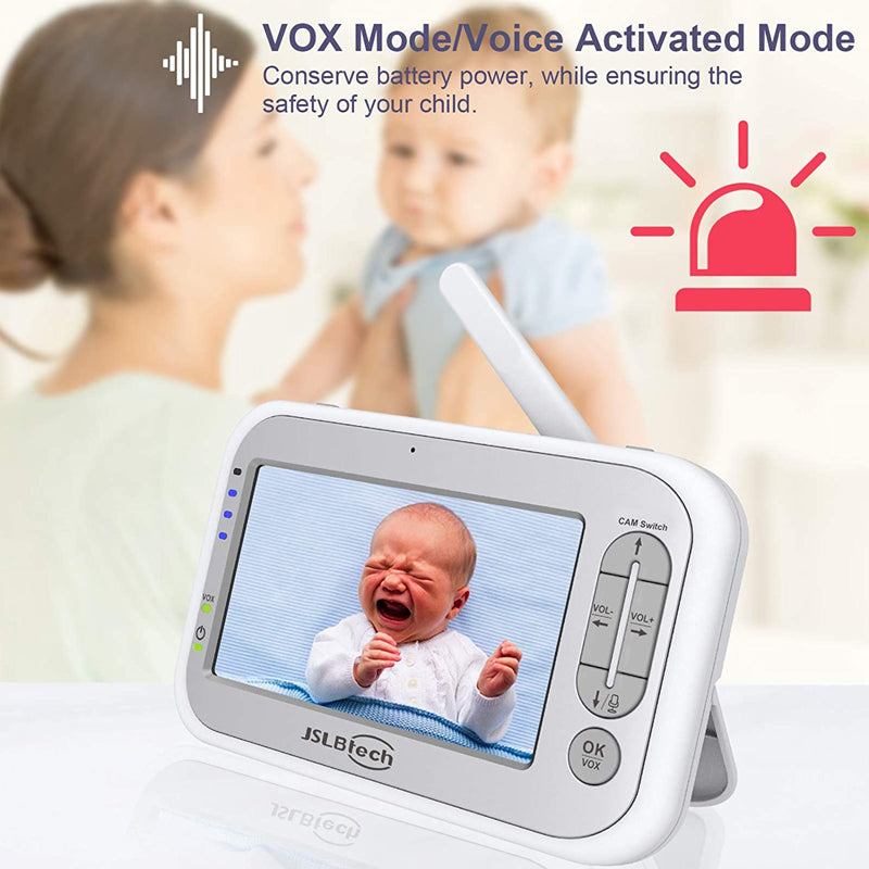 JSLBtech Video Baby Monitor Split Screen with 2 Cameras 5 Inch LCD Screen