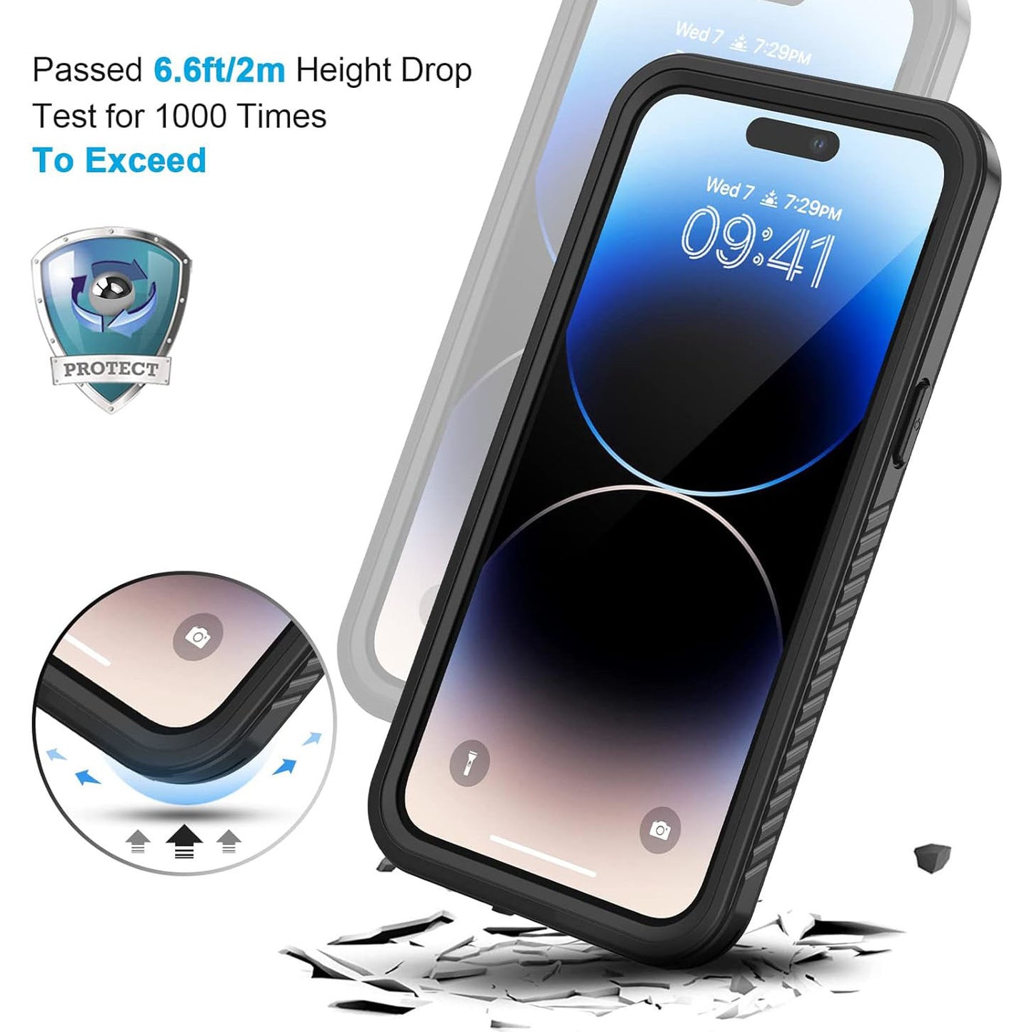 Lanhiem IP68 Waterproof 360 Degree Full Body Protective Case For iPhone 14 Pro Max (6.7 inches)