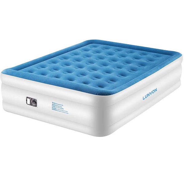 Lunvon Air Bed Inflatable Double Size Air Mattress with Built-in Electric Pump Storage Bag 80 x62x 18.5 in