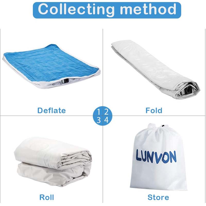 Lunvon Air Bed Inflatable Double Size Air Mattress with Built-in Electric Pump Storage Bag 80 x62x 18.5 in