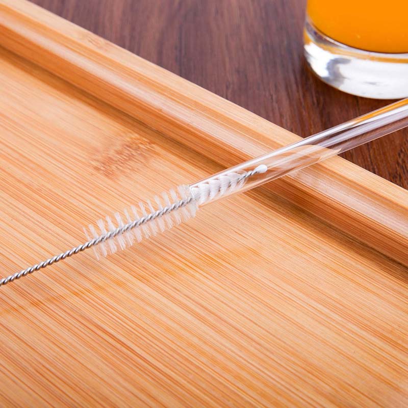 MIXIAO Glass Reusable Drinking Straws 15cm Clear 6 Straight Straws 2 Cleaning Brushes | JW0012
