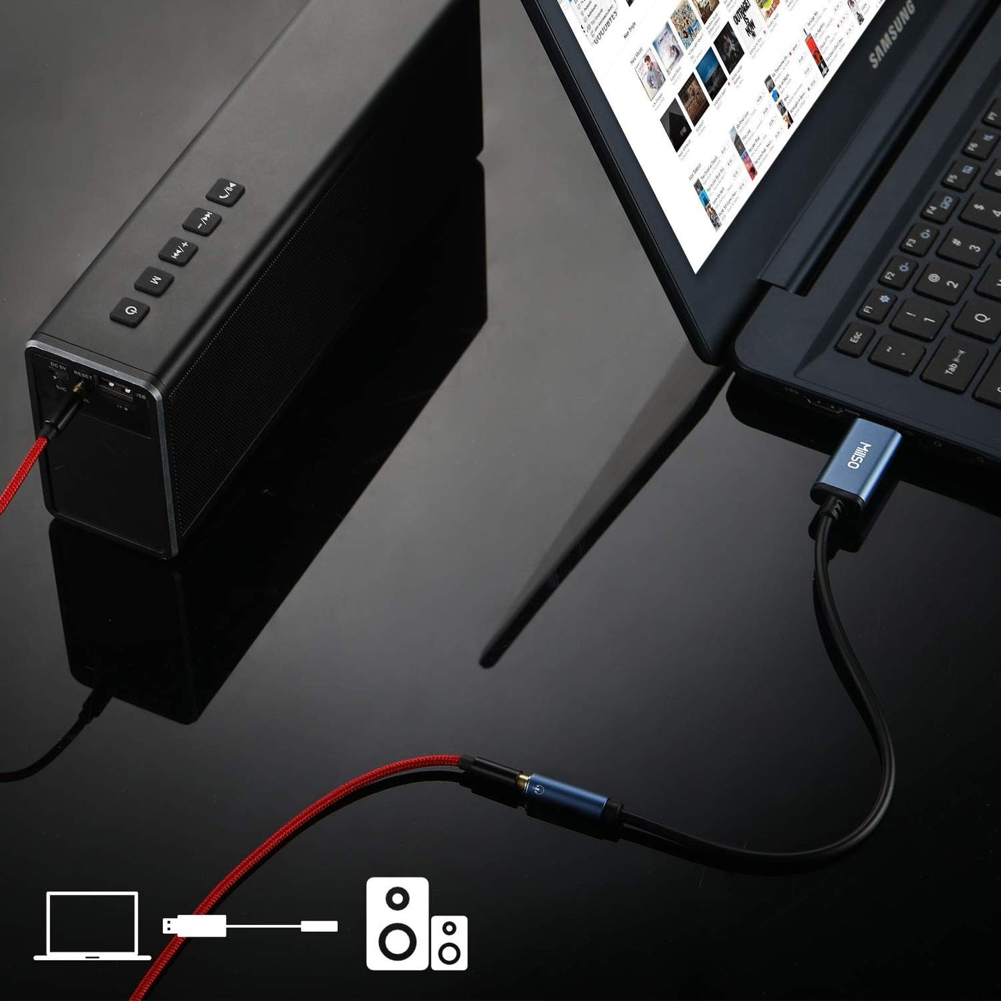 MillSO USB to 3.5mm Audio Jack Adapter for Headphone, Speaker, PS4, PS5, PC, Laptop, Desktops - (1ft)