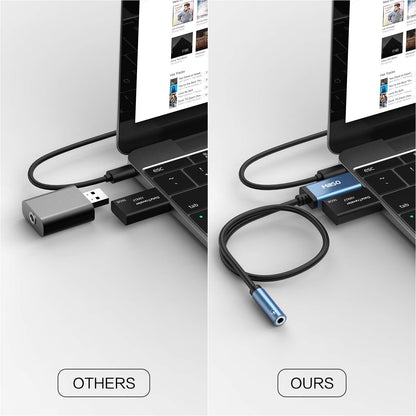 MillSO USB to 3.5mm Audio Jack Adapter for Headphone, Speaker, PS4, PS5, PC, Laptop, Desktops - (1ft)