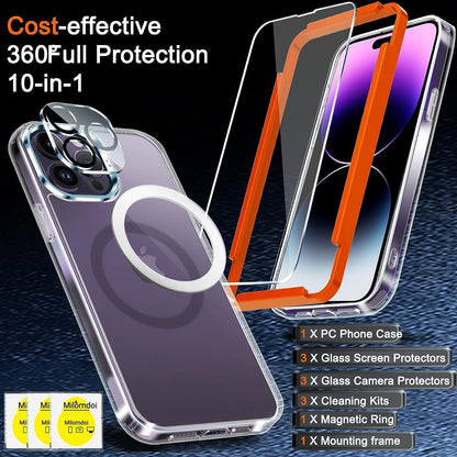 Milomdoi [10 in 1] Clear Case with MagSafe 3 Pack Screen Protector, 3 Pack Camera Lens Protector for iPhone 14 Pro Max