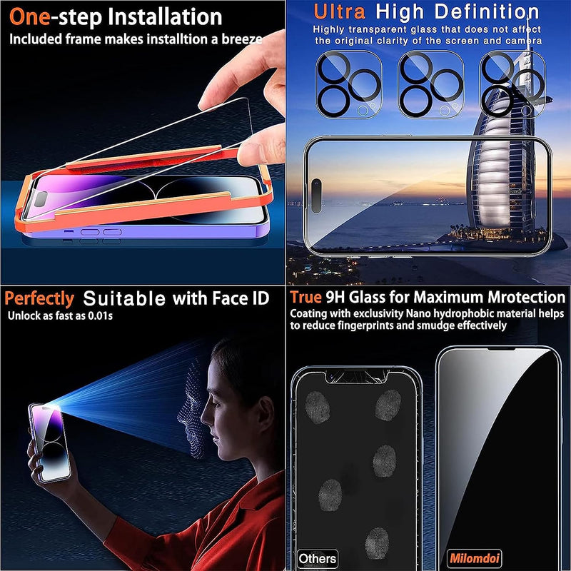 Milomdoi [10 in 1] Clear Case with MagSafe 3 Pack Screen Protector, 3 Pack Camera Lens Protector for iPhone 14 Pro Max