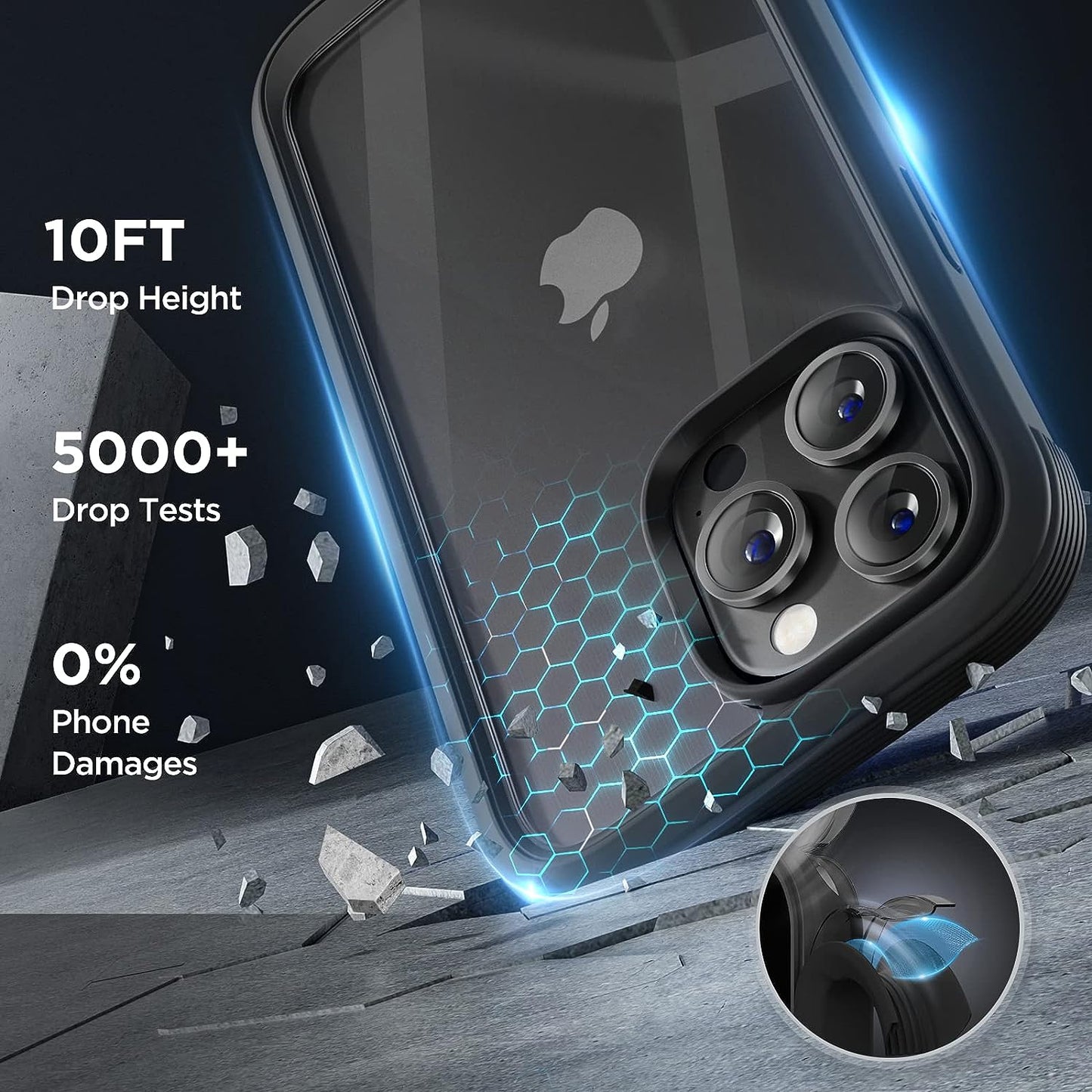 Miracase IPhone 14 Pro 6.1 Inch Full-Body Clear Bumper Case with Built-in 9H Tempered Glass Screen Protector