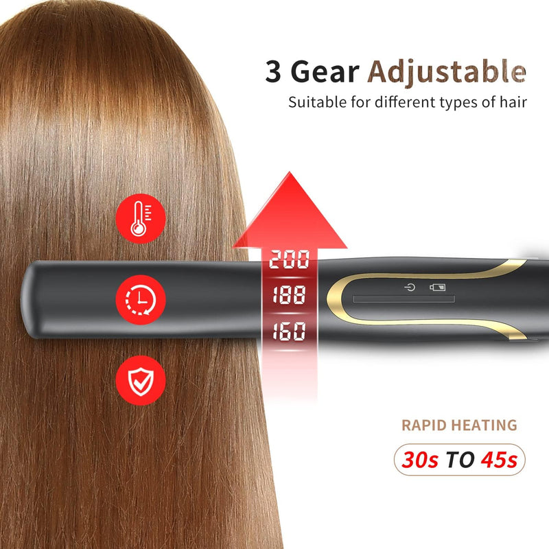 OBEST Mini Portable Travel Cordless Hair Straightener Ceramic Plates, for Women Keeping Hair Styling