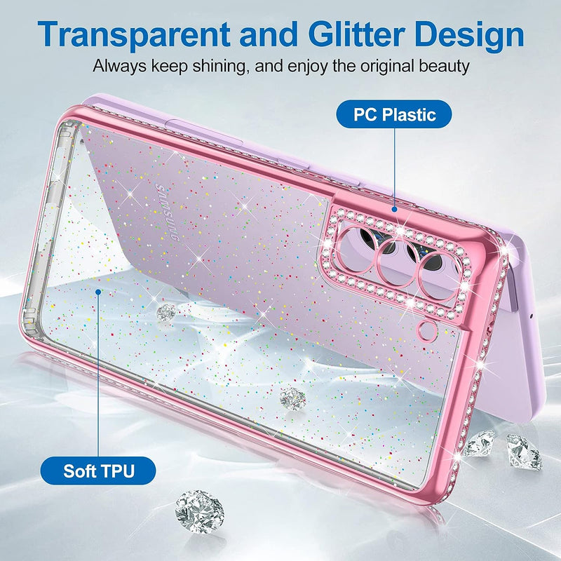 OCYCLONE Shockproof Protective Crystal Clear Glitter Case for Samsung Galaxy S22 5G