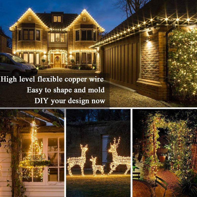 Outdoor Solar Powered Fairy String Lights with 8 Lighting Modes Waterproof Decoration Copper Wire Lights | 150 LED (15m/49ft)