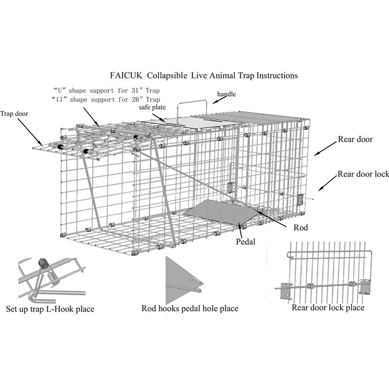 PestExpel® Live Catch, Rabbits, Squirrels, Mink, Feral Cat, Vermin, Animal Folding Cage Trap