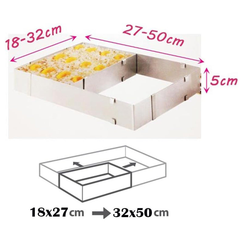 Pormasbenzer Rectangle Adjustable Stainless Steel Cake Frame With Cake Cream Decoration Tips