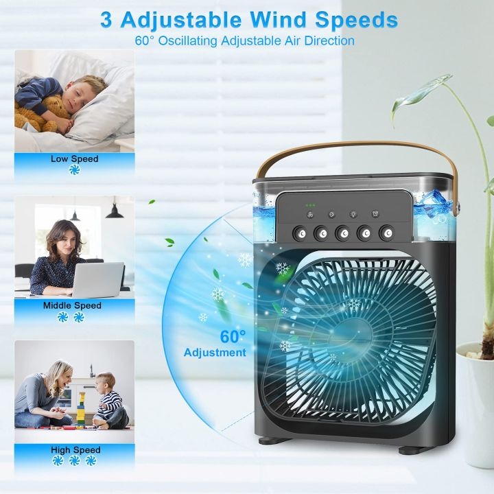 Portable Air Conditioner Fan, Humidifier, USB Electric Fan, Water Mist, 3 in 1 air Cooler, for Room Office Home