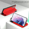 QINOUK [Shockproof] Intelligent Flap PU Leather Top Display Small Window Case for Samsung Galaxy S21 FE
