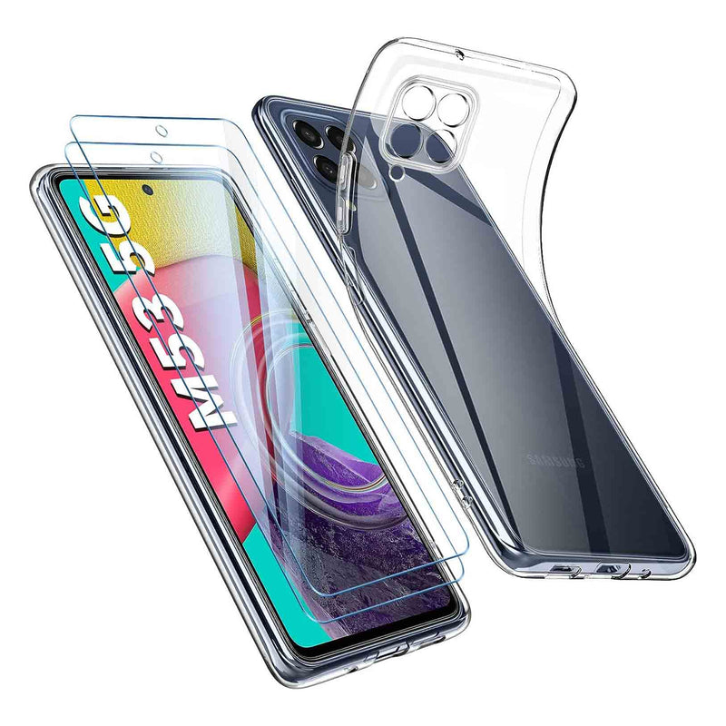 Qasyfanc Crystal Clear Case For Samsung Galaxy M53 5G, Camera Protection Case with 2 Protectors