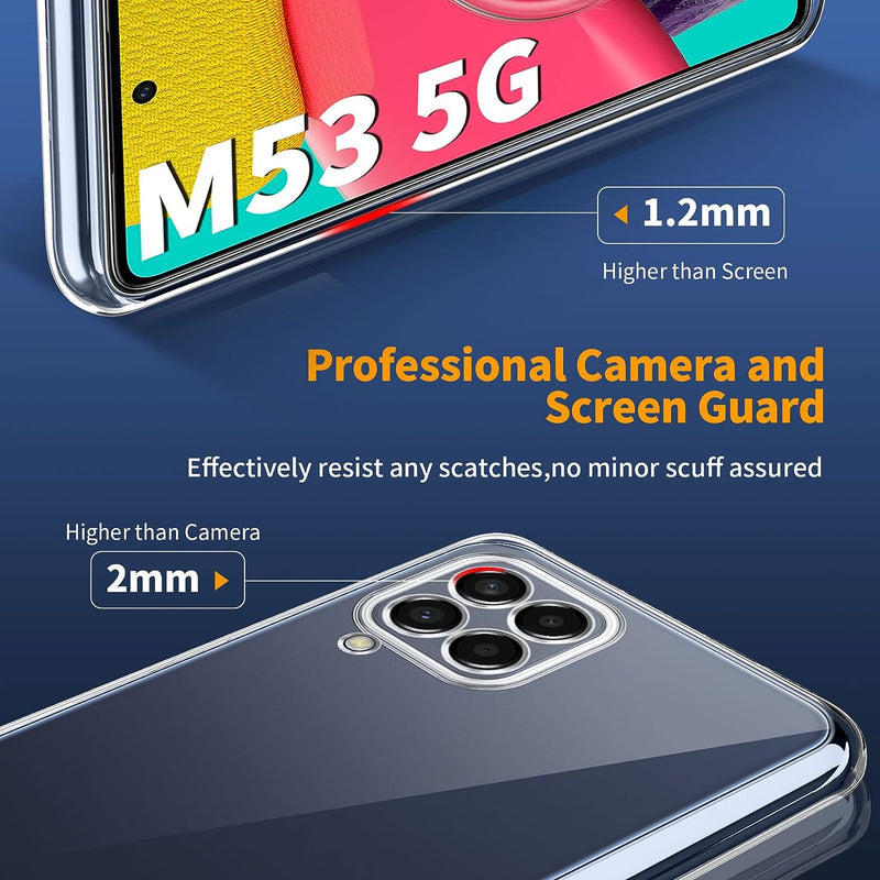Qasyfanc Crystal Clear Case For Samsung Galaxy M53 5G, Camera Protection Case with 2 Protectors