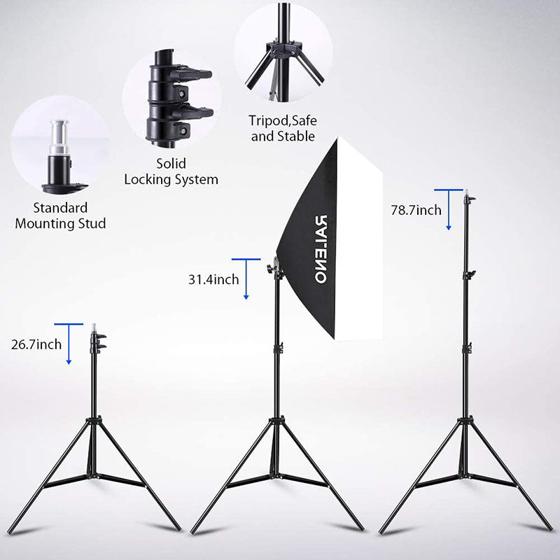 RALENO 800W E27 Softbox Photography Lighting Kit - PS30 (20″×28″)