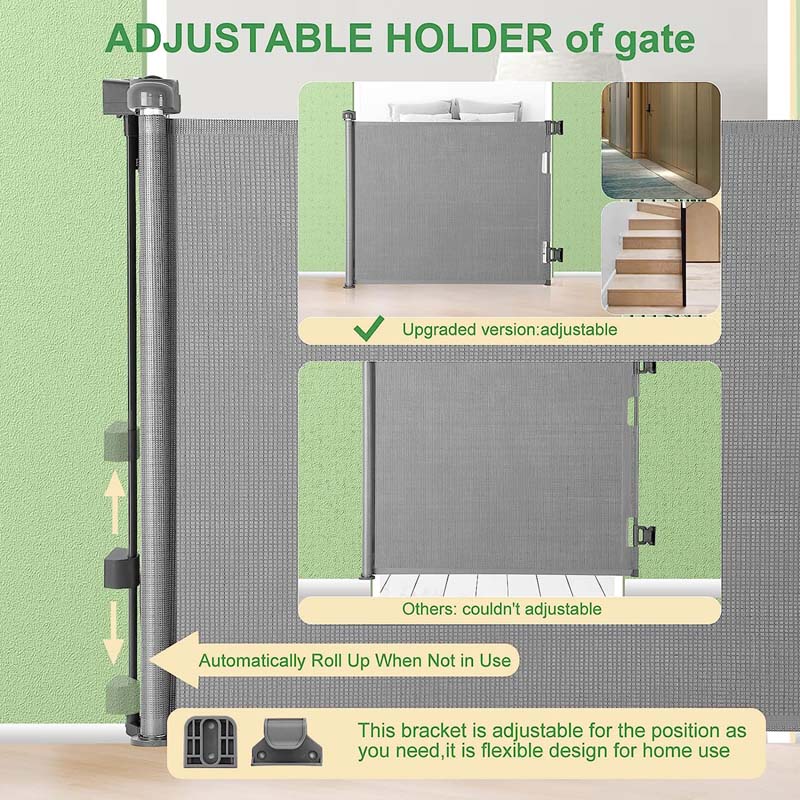 Retractable Baby Gate Extra Wide Safety Kids or Pets Gate 33” Tall, Extends to 55” Wide | BB0062