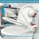SADALAK Soft Close Toilet Seat D Shaped Cover of Top and Standard Fix White