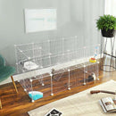 SONGMICS 2-Floor Metal Pet Playpen, 36 Grid Panels Customisable Cage LPI02W White