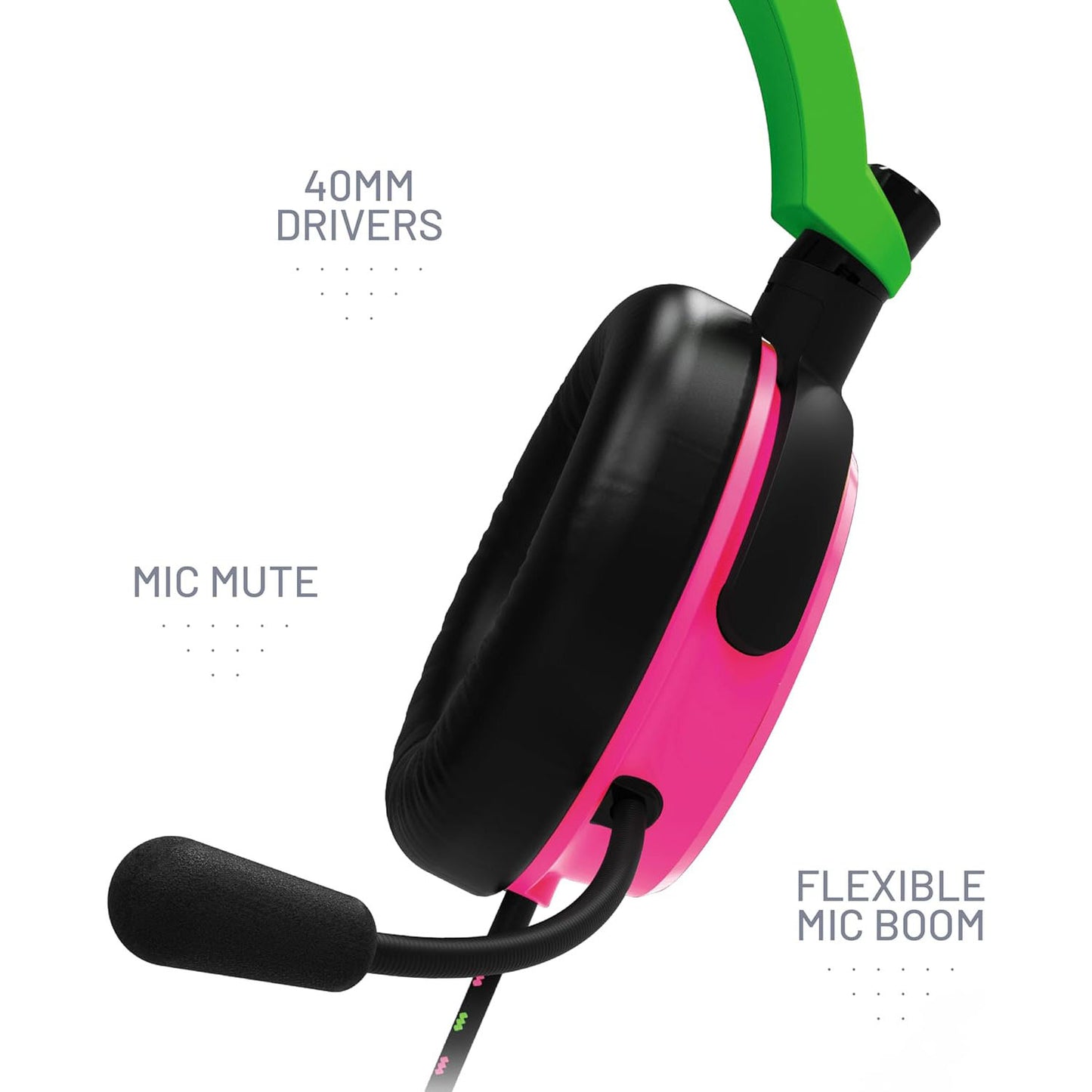 STEALTH C6-100 GAMING HEADSET with Flexible Mic FOR XBOX, PS4/PS5, SWITCH, PC - Neon Pink & Green