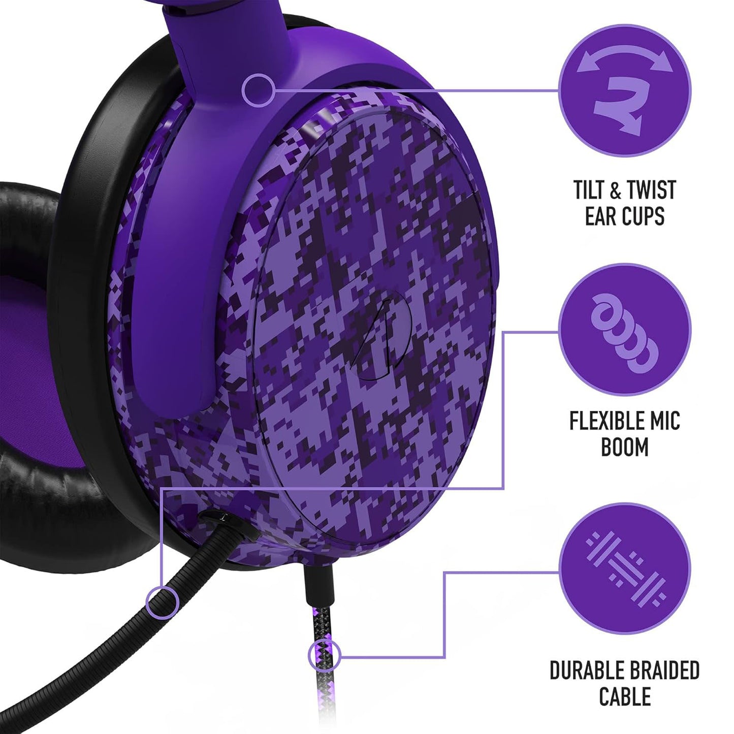 STEALTH C6-100 GAMING HEADSET with Flexible Mic FOR XBOX, PS4/PS5, SWITCH, PC - Purple Digital Camo
