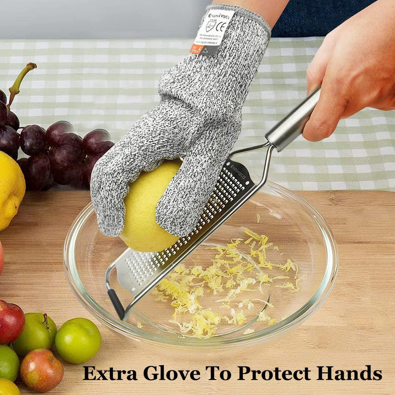 SUNIVACA Lemon Zester Cheese Grater with Handle, Sharp Stainless Steel Fine Blade Extra Wide Size | SV2109